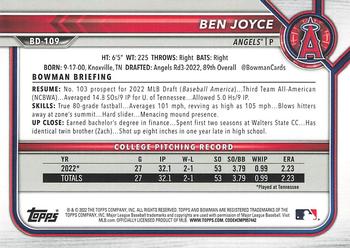 2022 Bowman Draft 1st Edition #BD-109 Ben Joyce Back