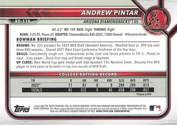 2022 Bowman Draft 1st Edition #BD-138 Andrew Pintar Back