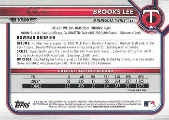 2022 Bowman Draft 1st Edition #BD-153 Brooks Lee Back