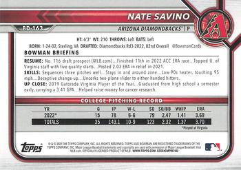 2022 Bowman Draft 1st Edition #BD-163 Nate Savino Back