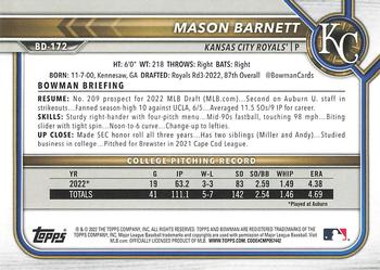 2022 Bowman Draft 1st Edition #BD-172 Mason Barnett Back