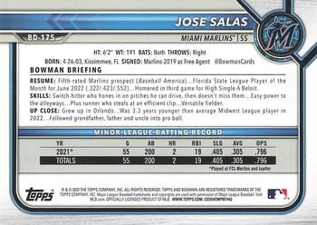 2022 Bowman Draft 1st Edition #BD-175 Jose Salas Back