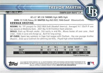 2022 Bowman Draft 1st Edition #BD-184 Trevor Martin Back