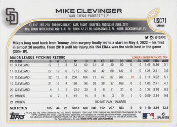 2022 Topps Chrome Update - Purple Refractor #USC71 Mike Clevinger Back
