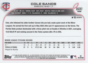 2022 Topps Chrome Update - Purple Refractor #USC97 Cole Sands Back