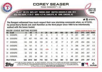 2022 Topps Chrome Update - Purple Refractor #USC120 Corey Seager Back