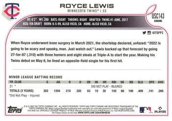 2022 Topps Chrome Update - Purple Refractor #USC143 Royce Lewis Back