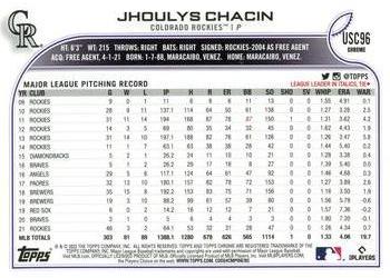 2022 Topps Chrome Update - Pink Wave Refractor #USC96 Jhoulys Chacin Back