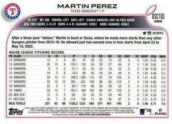 2022 Topps Chrome Update - Pink Wave Refractor #USC103 Martin Perez Back
