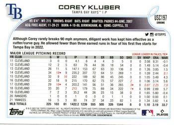 2022 Topps Chrome Update - Pink Wave Refractor #USC197 Corey Kluber Back