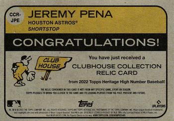 2022 Topps Heritage - Clubhouse Collection Relics High Number #CCR-JPE Jeremy Pena Back