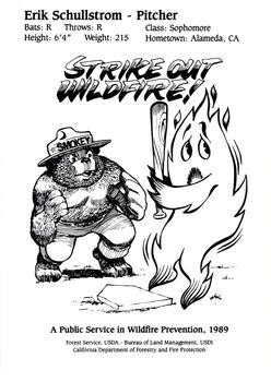 1989 Fresno State Bulldogs Smokey #NNO Erik Schullstrom Back