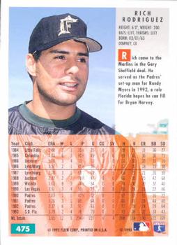 1994 Fleer #475 Rich Rodriguez Back