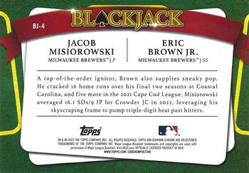 2022 Bowman Draft - Blackjack #BJ-4 Jacob Misiorowski / Eric Brown Jr. Back