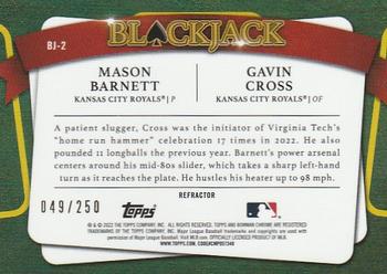 2022 Bowman Draft - Blackjack Refractor #BJ-2 Mason Barnett / Gavin Cross Back