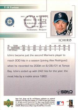 2002 Upper Deck Yunker Special Edition Ichiro #Y-14 Ichiro Back