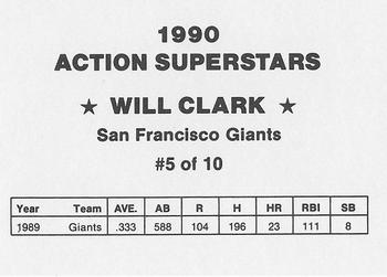 1990 Action Superstars (unlicensed) #5 Will Clark Back
