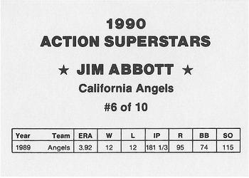 1990 Action Superstars (unlicensed) #6 Jim Abbott Back