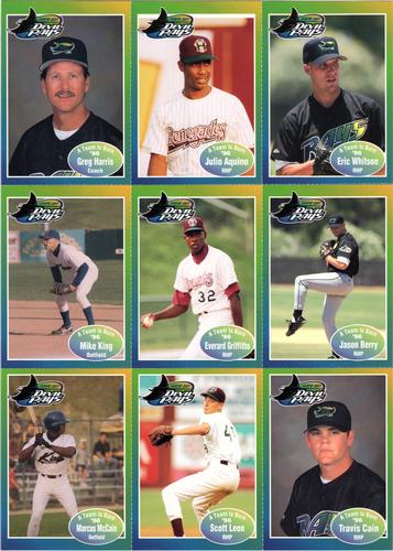 1996 Tampa Bay Devil Rays A Team is Born - Panels #NNO Greg Harris / Julio Aquino / Eric Whitson / Mike King / Everard Griffiths / Jason Berry / Marcus McCain / Scott Leon / Travis Cain Front
