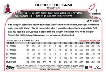 2022 Topps Japan Edition #1 Shohei Ohtani Back