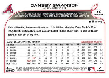 2022 Topps Japan Edition #22 Dansby Swanson Back