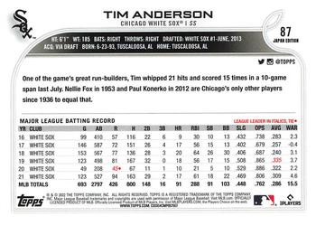 2022 Topps Japan Edition #87 Tim Anderson Back