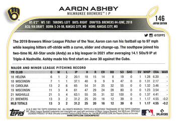 2022 Topps Japan Edition #146 Aaron Ashby Back