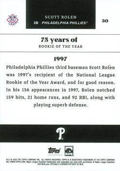 2022 Topps MLB Rookie of the Year 75th Anniversary #30 Scott Rolen Back