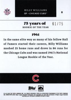 2022 Topps MLB Rookie of the Year 75th Anniversary - Platinum #8 Billy Williams Back