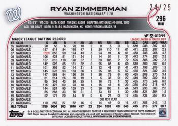 2022 Topps Mini - Pink #296 Ryan Zimmerman Back
