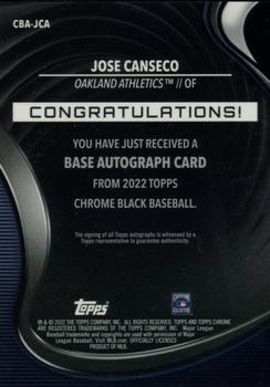 2022 Topps Chrome Black - Autographs #CBA-JCA Jose Canseco Back