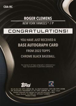 2022 Topps Chrome Black - Autographs #CBA-RC Roger Clemens Back