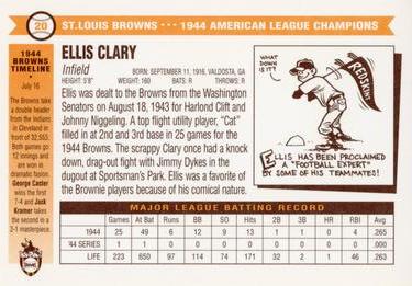 1996 St. Louis Browns Historical Society #20 Ellis Clary Back