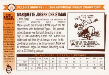 1996 St. Louis Browns Historical Society #26 Mark Christman Back
