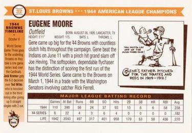 1996 St. Louis Browns Historical Society #32 Gene Moore Back