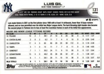 2022 Topps Chrome Sapphire Edition #131 Luis Gil Back