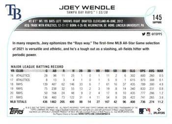 2022 Topps Chrome Sapphire Edition #145 Joey Wendle Back
