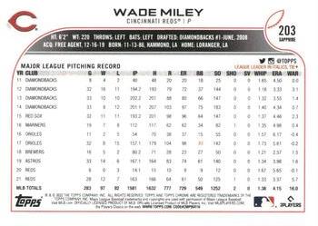 2022 Topps Chrome Sapphire Edition #203 Wade Miley Back