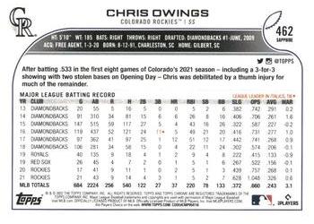 2022 Topps Chrome Sapphire Edition #462 Chris Owings Back