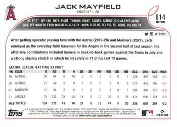2022 Topps Chrome Sapphire Edition #614 Jack Mayfield Back