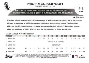 2022 Topps Chrome Sapphire Edition #616 Michael Kopech Back