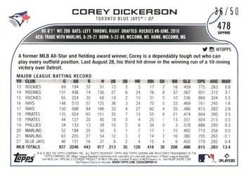 2022 Topps Chrome Sapphire Edition - Gold #478 Corey Dickerson Back