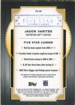 2022 Topps Five Star - Aqua #FSA-TEK Jason Varitek Back