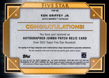 2022 Topps Five Star - Five Star Autograph Jumbo Prime Silver Rainbow #FSJP-KG Ken Griffey Jr. Back
