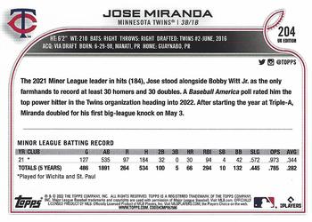 2022 Topps UK Edition #204 Jose Miranda Back