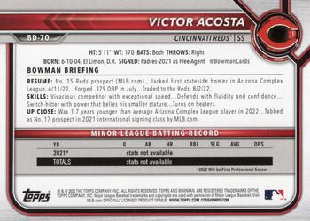 2022 Bowman Draft - Purple #BD-70 Victor Acosta Back