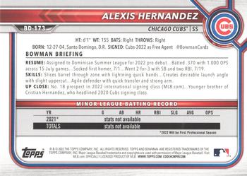 2022 Bowman Draft - Green #BD-173 Alexis Hernandez Back