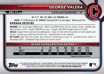 2022 Bowman Draft - Chrome #BDC-53 George Valera Back