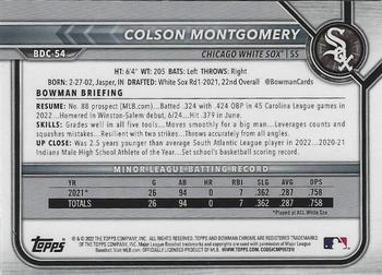 2022 Bowman Draft - Chrome #BDC-54 Colson Montgomery Back