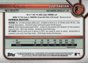 2022 Bowman Draft - Chrome #BDC-114 Jud Fabian Back